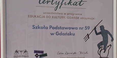 Certyfikat programu "Edukacja do kultury. Gdańsk"