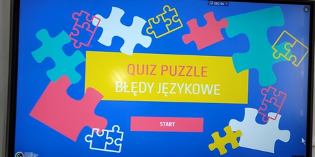Powiększ grafikę: Quiz Puzzle - Błędy językowe - zadania na tablicy interaktywnej.