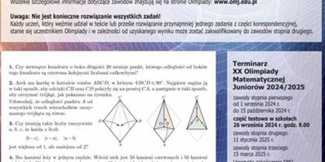 Zapraszamy do wzięcia udziału w Olimpiadzie Matematycznej Juniorów