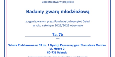 Powiększ grafikę: Dyplom za uczestnictwo w projekcie.